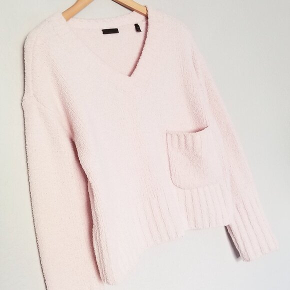 ATM Anthony Thomas Melillo Chenille V Neck Sweater Size S Light Pale Pink $350 - Picture 16 of 16